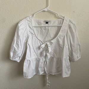 American Eagle Outfitters White Tie Front Blouse